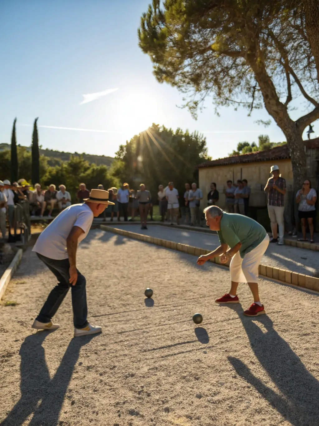 A photo of a jeu provençal tournament, capturing the excitement and competitive spirit of the game.