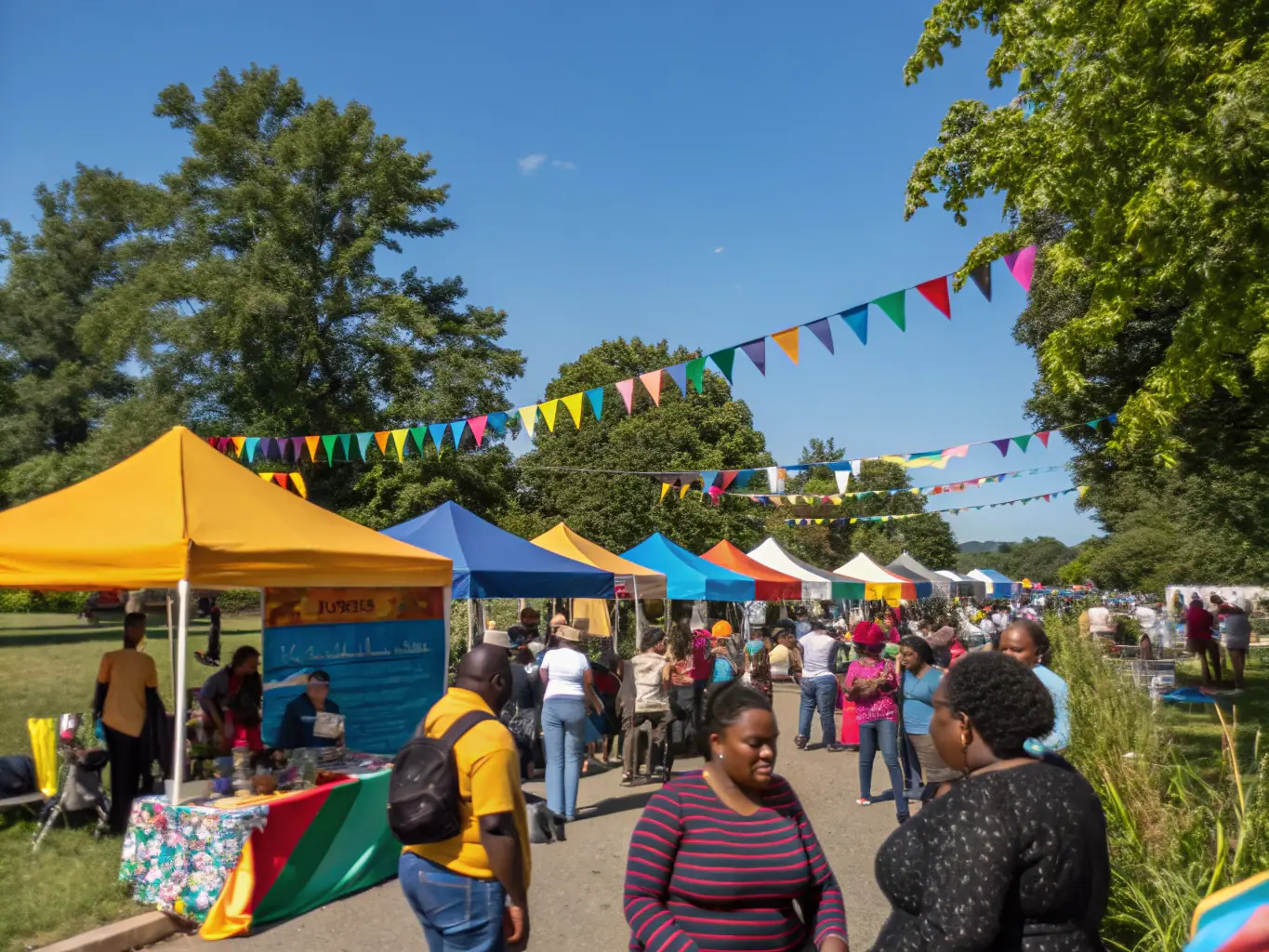 A photograph capturing a community event organized by LE COCHONNET MARMANHACOIS, featuring participants enjoying food, music, and games.